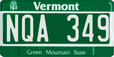 VT license plate NQA349