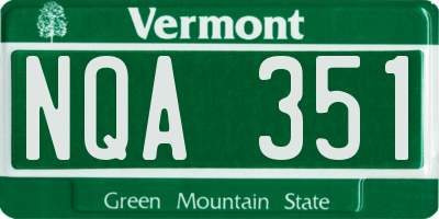 VT license plate NQA351