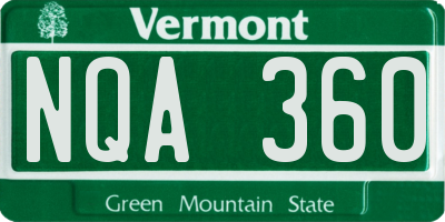 VT license plate NQA360