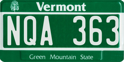 VT license plate NQA363