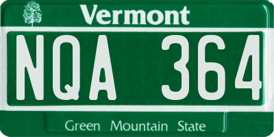 VT license plate NQA364