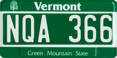 VT license plate NQA366