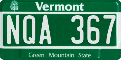 VT license plate NQA367