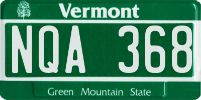 VT license plate NQA368