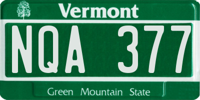 VT license plate NQA377