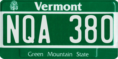 VT license plate NQA380