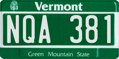 VT license plate NQA381