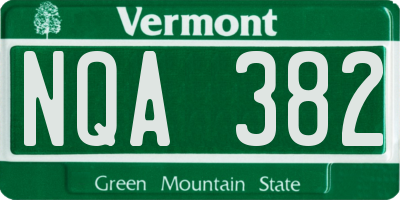 VT license plate NQA382