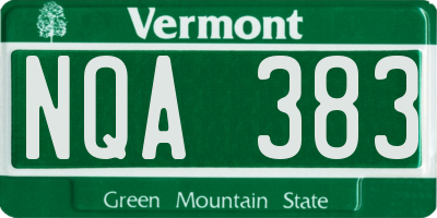 VT license plate NQA383