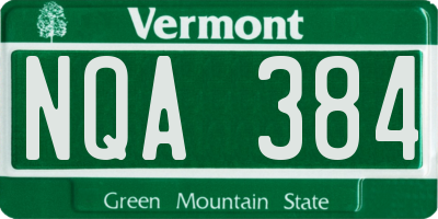 VT license plate NQA384