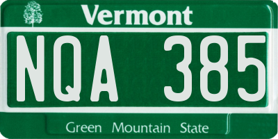 VT license plate NQA385
