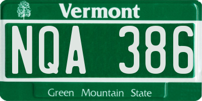 VT license plate NQA386