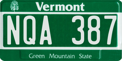 VT license plate NQA387