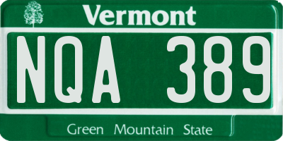VT license plate NQA389