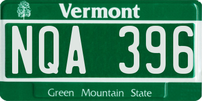 VT license plate NQA396