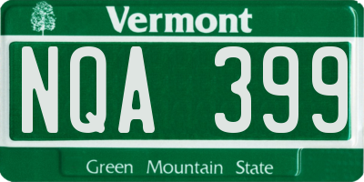 VT license plate NQA399