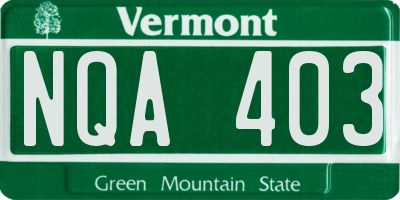 VT license plate NQA403