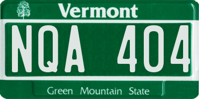 VT license plate NQA404