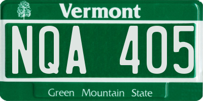 VT license plate NQA405