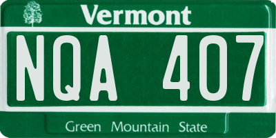 VT license plate NQA407