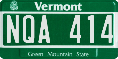 VT license plate NQA414