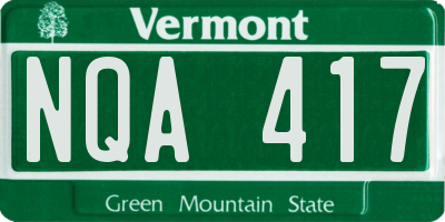 VT license plate NQA417