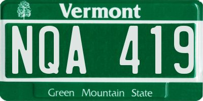 VT license plate NQA419