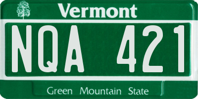 VT license plate NQA421
