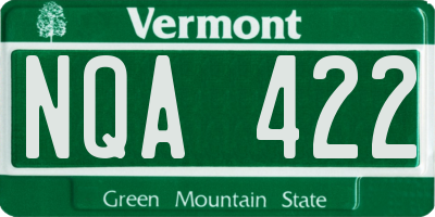 VT license plate NQA422