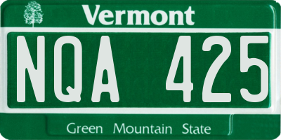 VT license plate NQA425