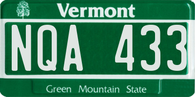 VT license plate NQA433