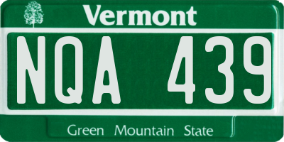 VT license plate NQA439