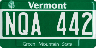 VT license plate NQA442