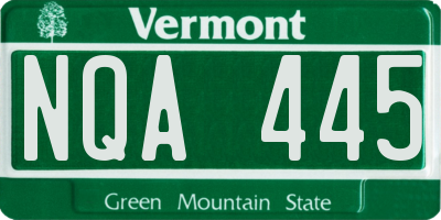 VT license plate NQA445