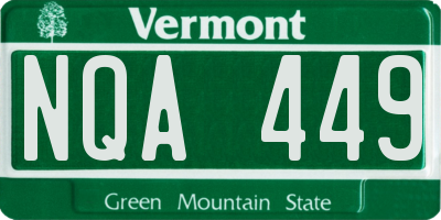 VT license plate NQA449