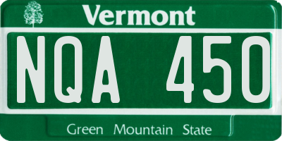 VT license plate NQA450