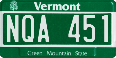 VT license plate NQA451