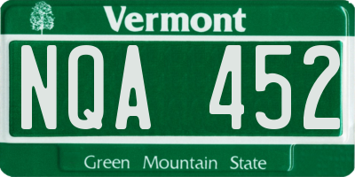 VT license plate NQA452