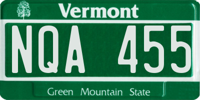 VT license plate NQA455