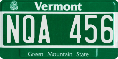 VT license plate NQA456