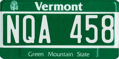 VT license plate NQA458