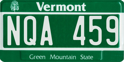 VT license plate NQA459