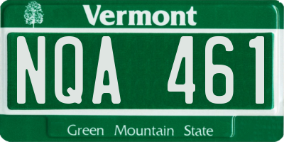 VT license plate NQA461