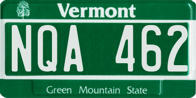 VT license plate NQA462