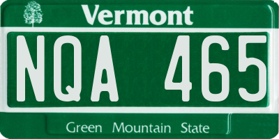 VT license plate NQA465