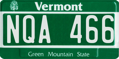 VT license plate NQA466
