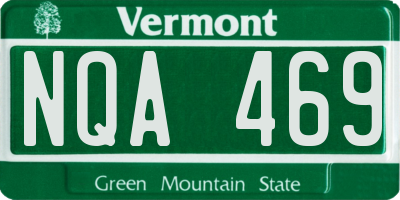 VT license plate NQA469