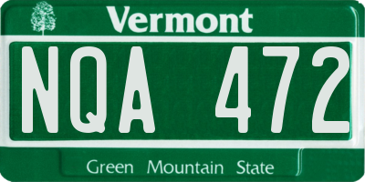 VT license plate NQA472
