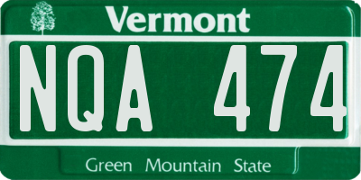 VT license plate NQA474