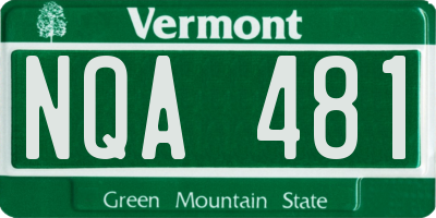 VT license plate NQA481